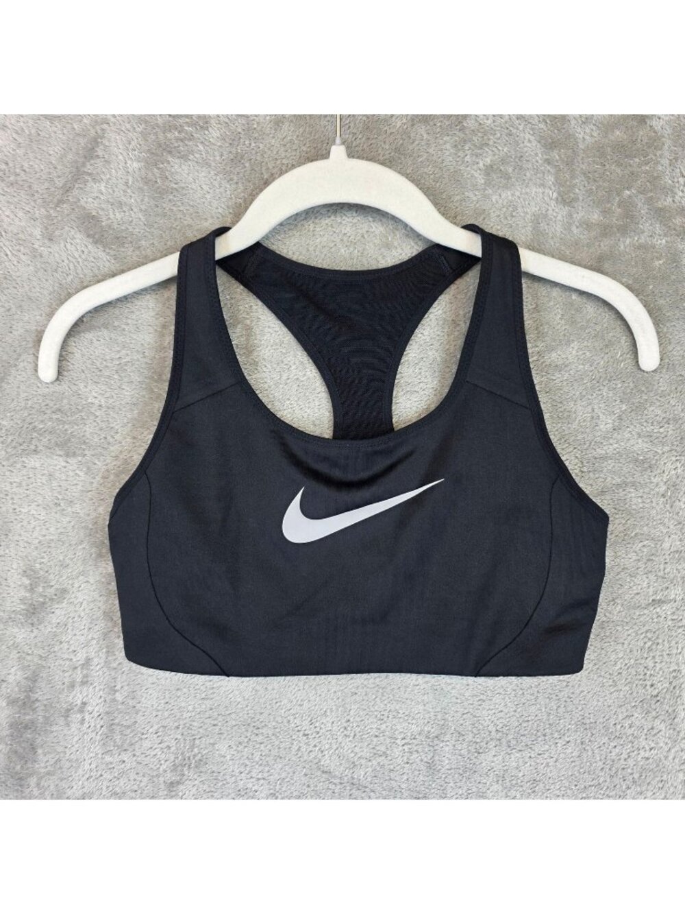 Nike Sports Bra Womens Medium Black Dri-FIT Racerback Swoosh Athletic 548545-010 - Picture 1 of 9